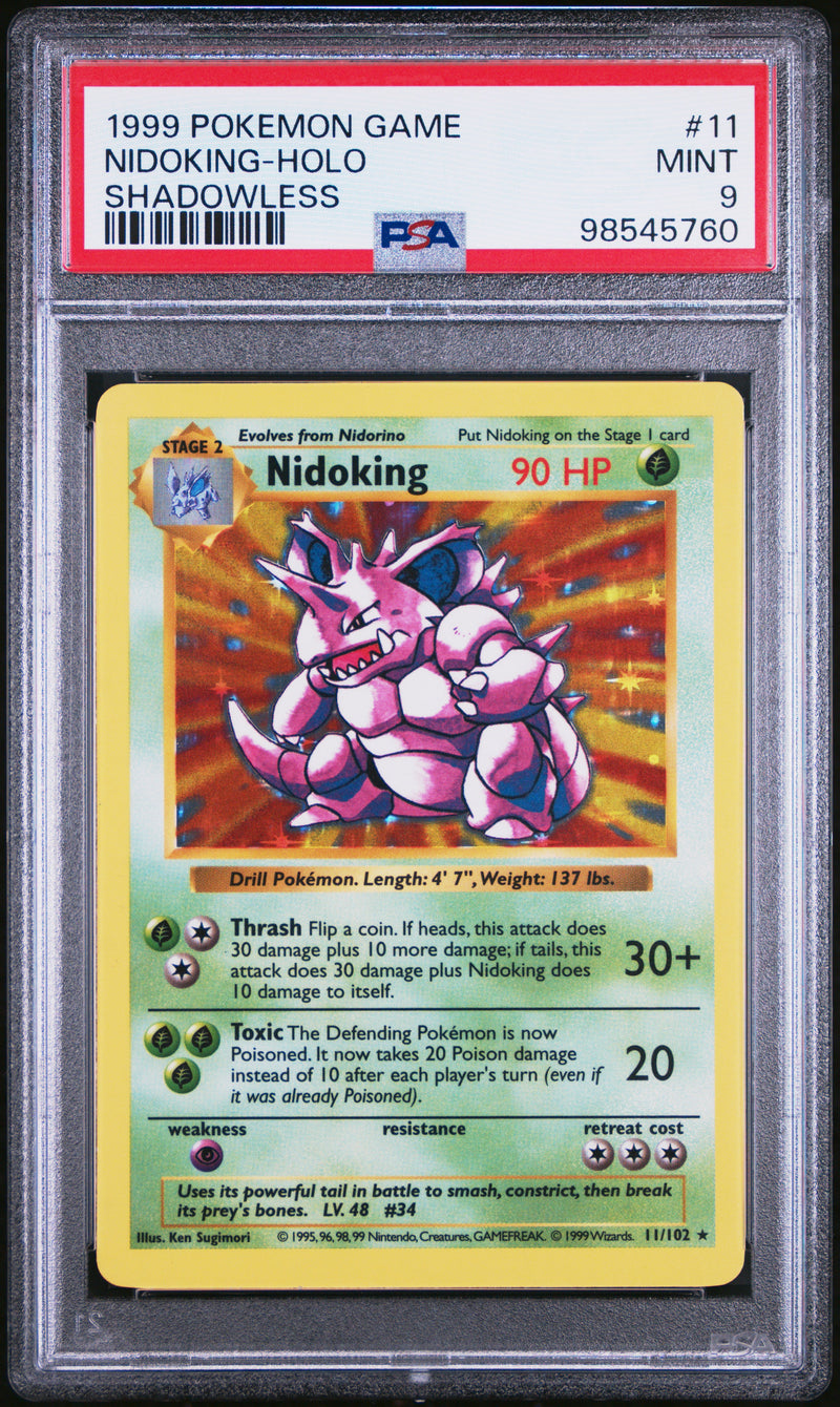 PSA 9 - Pokemon Base Set - Nidoking Holo (Shadowless)