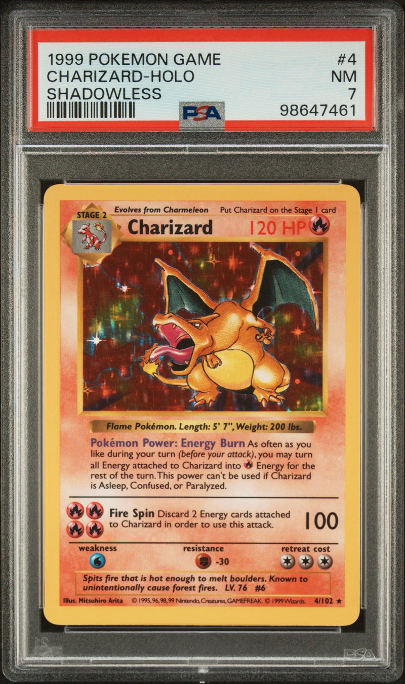 PSA 7 - Pokemon Base Set - Charizard - Holo (Shadowless)