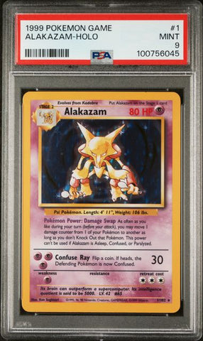 PSA 9 - 1999 Base Set - Alakazam Holo #1
