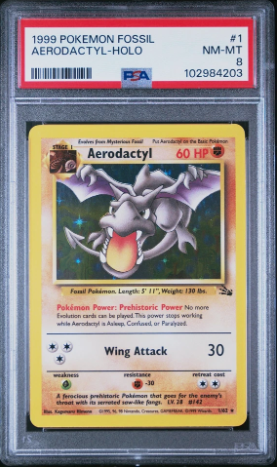 PSA 8 - Fossil Unlimited  - Aerodactyl Holo
