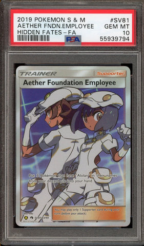 PSA 10 - Hidden Fates - Aether Foundation Employee #SV81