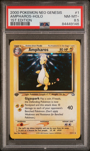 PSA 8.5 -  Neo Genesis 1st Edition - Ampharos Holo #1
