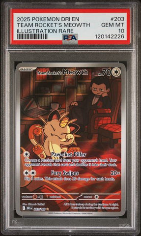 PSA 10 - Destined Rivals - Team Rocket's Meowth #203