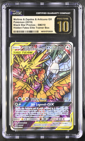 CGC Pristine 10 - Black Star Promo - Moltres/Zapdos/Articuno GX #SM210
