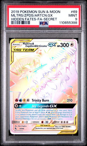 PSA 9 - Hidden Fates -  Moltres/Zapdos/Articuno GX #69