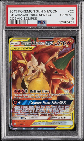 PSA 10 - Cosmic Eclipse  - Charizard & Braxien GX #22
