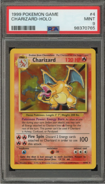 PSA 9 - Pokemon Game 1999 - Charizard Holo -