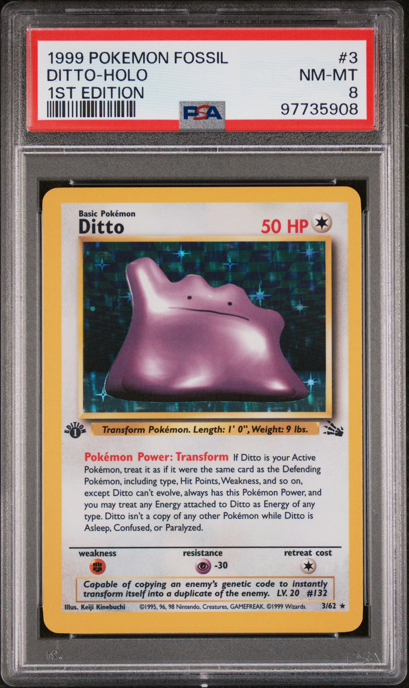 PSA 8 - Fossil 1st Edition  - Ditto Holo
