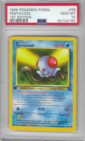 PSA 10 - Fossil - Tentacool 1st Edition #56