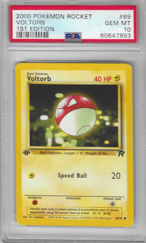 PSA 10 - Rocket - Voltorb 1st Edition #69
