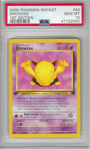 PSA 10 - Rocket - Drowzee 1st Edition #54