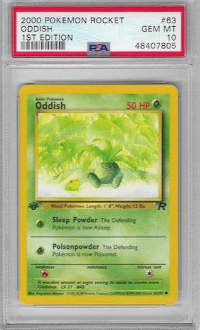 PSA 10 - Rocket - Oddish 1st Edition #63