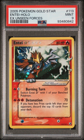 PSA 9 - Ex Unseen Forces - Entei Gold Star #113