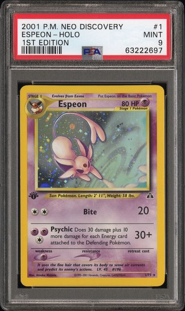 PSA 9  - Neo Discovery 1st Edition - Espeon Holo