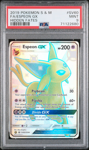 PSA 9 - Hidden Fates - Espeon GX #SV60