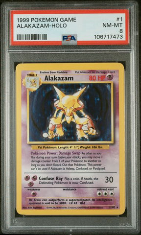 PSA 8 - 1999 Pokemon Base Unlimited - Alakazam Holo #1