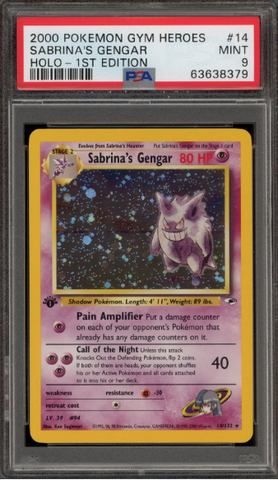 PSA 9 - Gym Heroes 1st Ed - Sabrina's Gengar #14