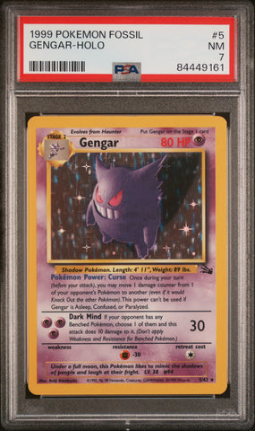 PSA 7 - Fossil Unlimited  - Gengar Holo #5