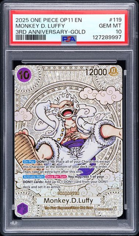PSA 10 - A Fist Of Divine Speed - Monkey.D.Luffy Gold SP #119
