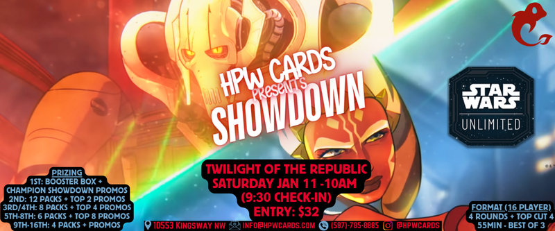 HPW Star Wars Unlimited Twilight of Republic Store Showdown Saturday Tournament ticket