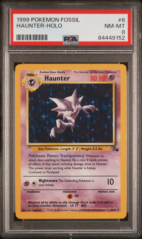 PSA 8 -  Fossil Unlimited - Haunter Holo #6