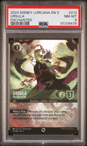 PSA 8- Disney Lorcana EN3 - Ursula Enchanted #212