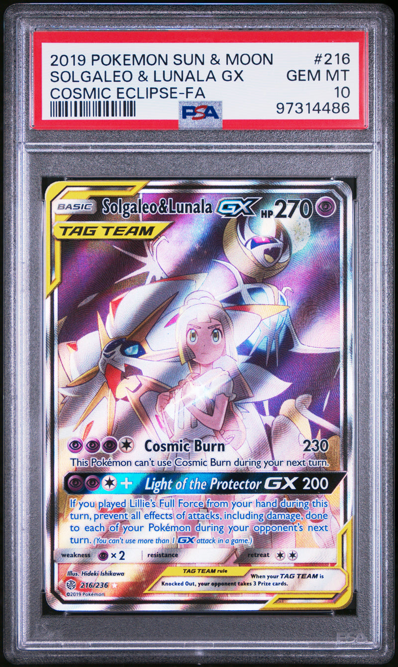 PSA 10 - Cosmic Eclipse - Solgaleo & Lunala GX