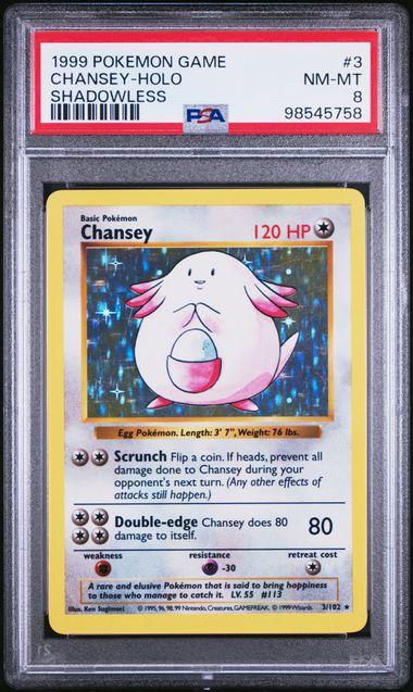 PSA 8 - 1999 Pokemon Game (Shadowless) - Chansey