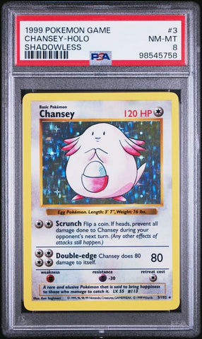 PSA 8 - 1999 Pokemon Game (Shadowless) - Chansey #3