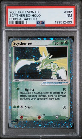 PSA 7 - EX Ruby & Sapphire - Scyther ex #102