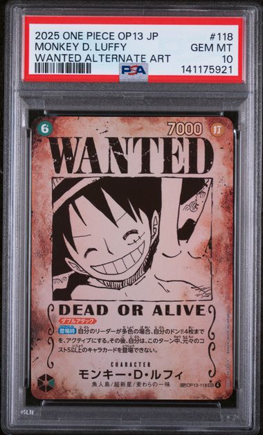 PSA 10 - OP13 JP  - Monkey.D. Luffy Wanted SP