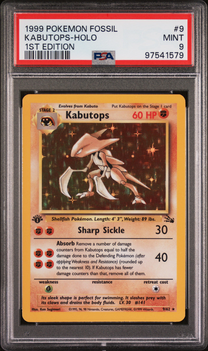 PSA 9 - Fossil 1st Edition - Kabutops Holo