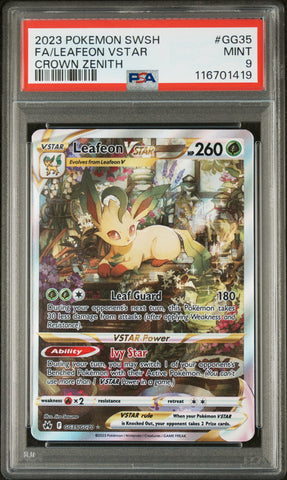 PSA 9 - Crown Zenith - Leafeon Vstar #GG35