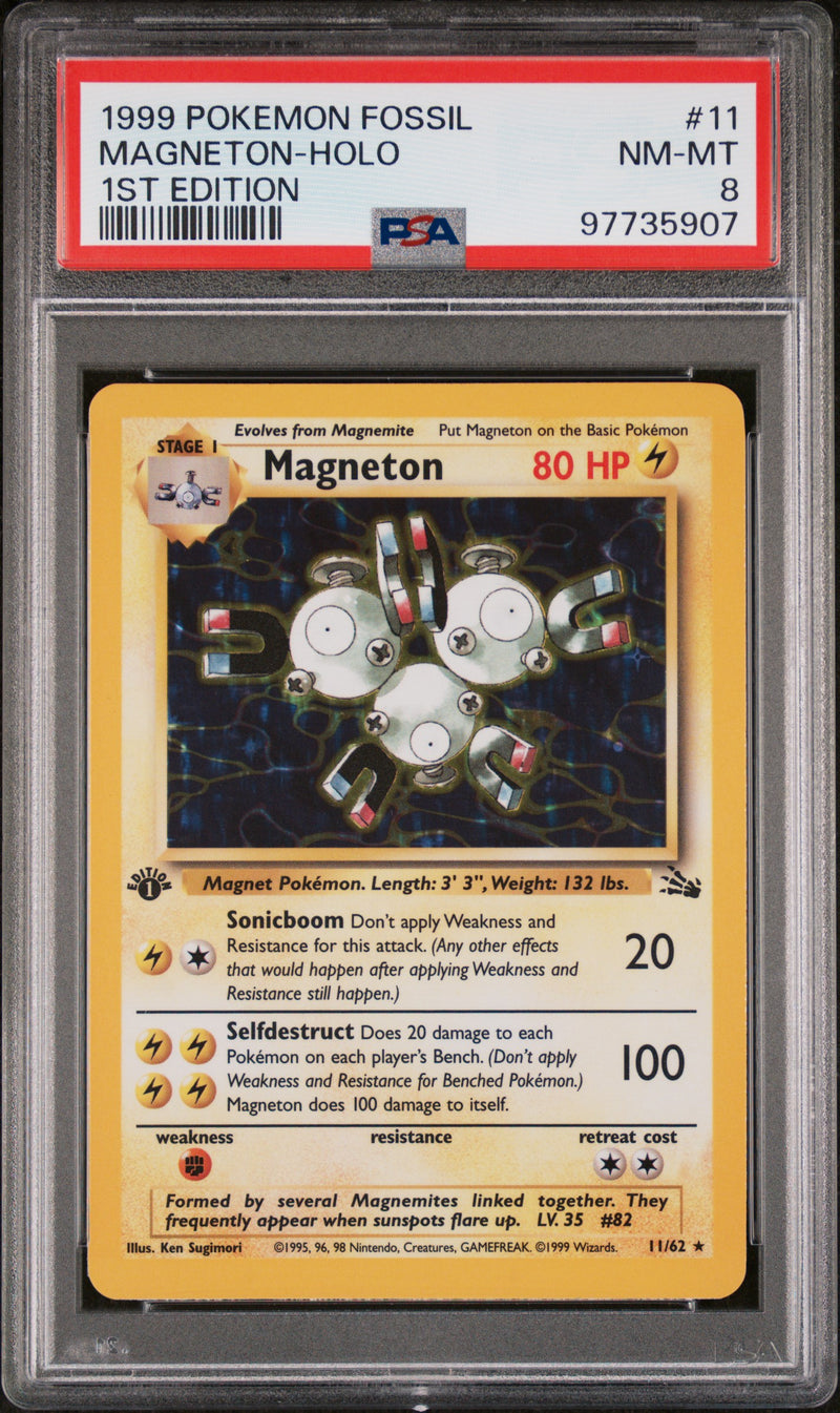 PSA 8 - Fossil 1st Edition - Magneton Holo