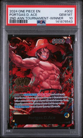 PSA 10 - 2nd Anniversary Tournament Winner - Portgas D. Ace #002