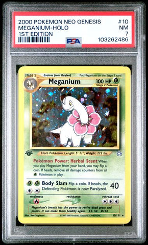 PSA 7 - Neo Genesis 1st Edition  - Meganium Holo #10