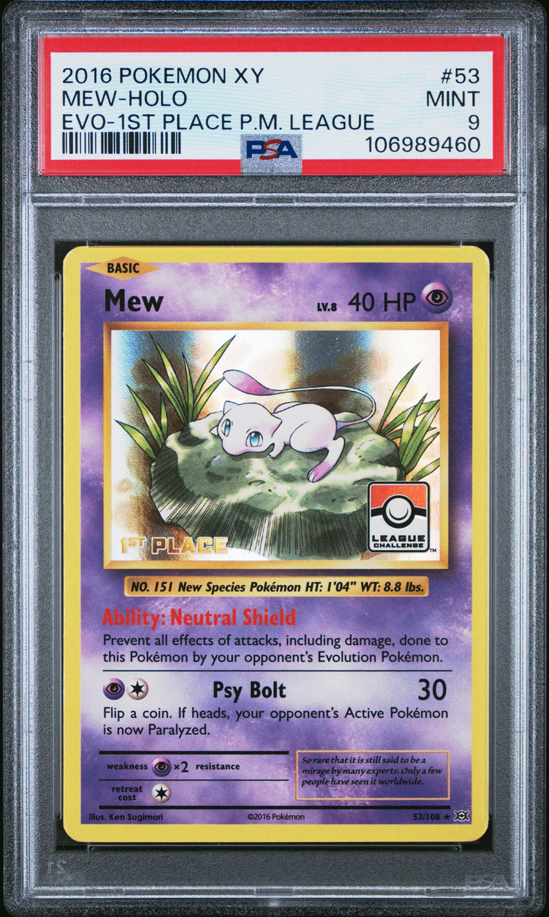 PSA 9 - XY Evolutions - Mew 1st Place League Challenge