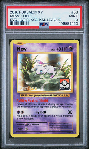 PSA 9 - XY Evolutions - Mew 1st Place League Challenge #53