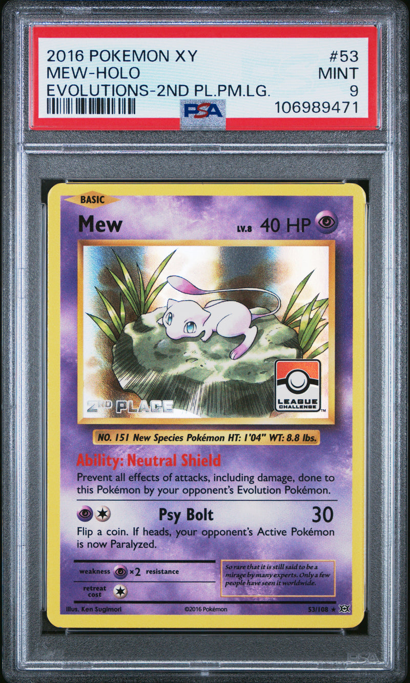 PSA 9 - XY Evolutions - Mew 2nd Place League Challenge