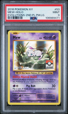 PSA 9 - XY Evolutions - Mew 2nd Place League Challenge #53
