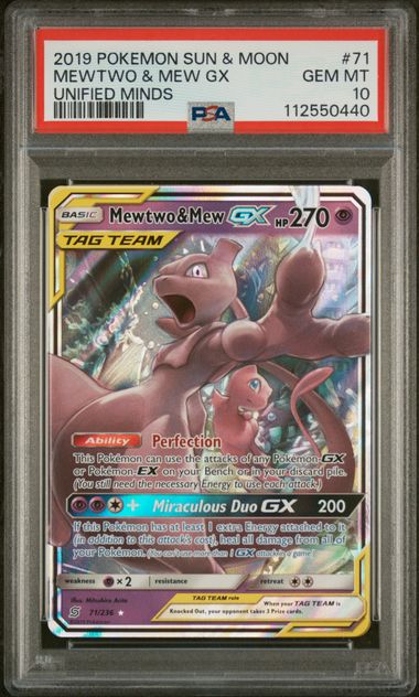 PSA 10 - Unified Minds - Mewtwo & Mew GX