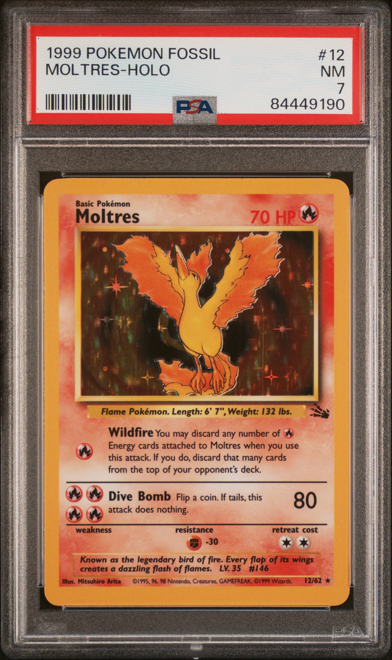 PSA 7 - Pokemon Fossil Unlimited - Moltres Holo