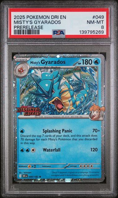 PSA 8 - Destined Rivals Prerelease Stamp - Misty's Gyarados