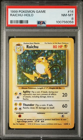 PSA 8 - 1999 Base Set - Raichu Holo #14