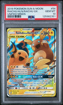 PSA 10 - Unified Minds - Raichu & Alolan Raichu GX
