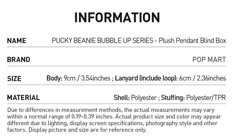 PUCKY BEANIE BUBBLE UP SERIES-Plush Pendant Blind Box