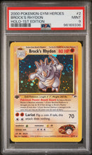 PSA 9 - Gym Heroes  1st Edition  - Brock's Rhydon