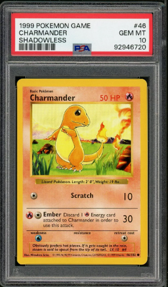 PSA 10 - Pokemon Base Set - Charmander - (Shadowless)