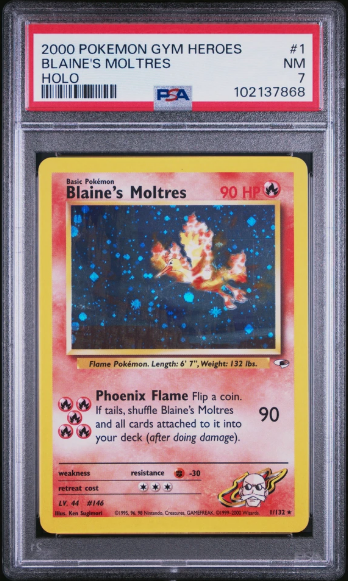 PSA 7- Gym Heroes - Blaine's Moltres Holo -