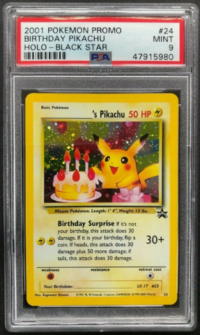 PSA 9 - Black Star Promo -  2001 Birthday Pikachu #24
